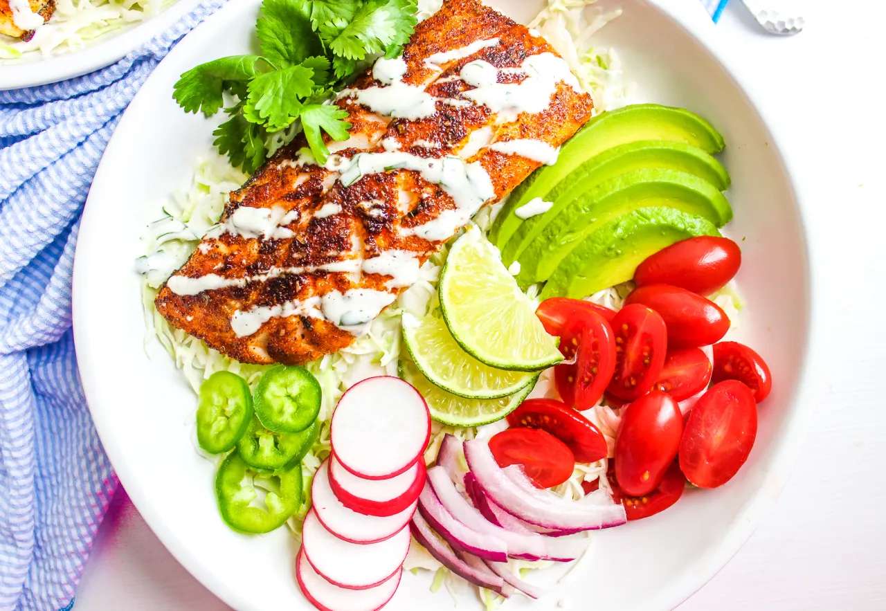 Купа със сьомга на скара онлайн пъзел