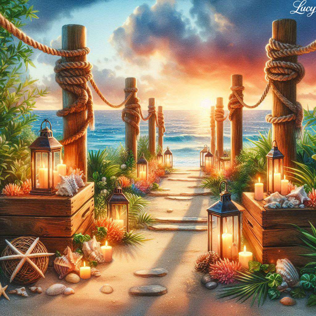 Romantikus naplemente tengerparti út online puzzle