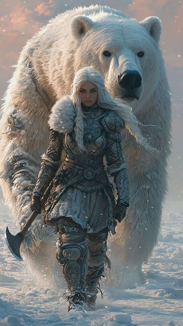 snow warrior and polar bear jigsaw puzzle online