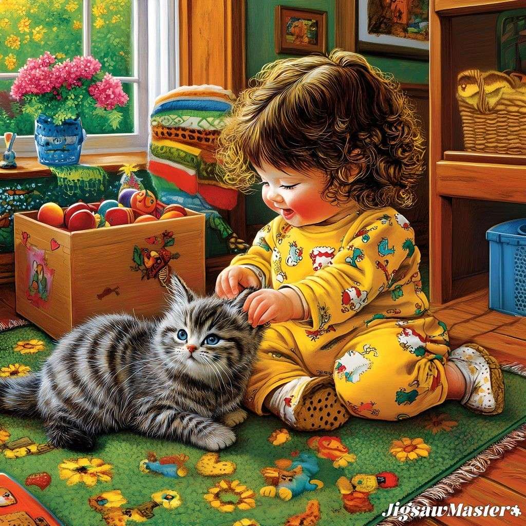 黄色のパジャマの子供 ジグソーパズルオンライン