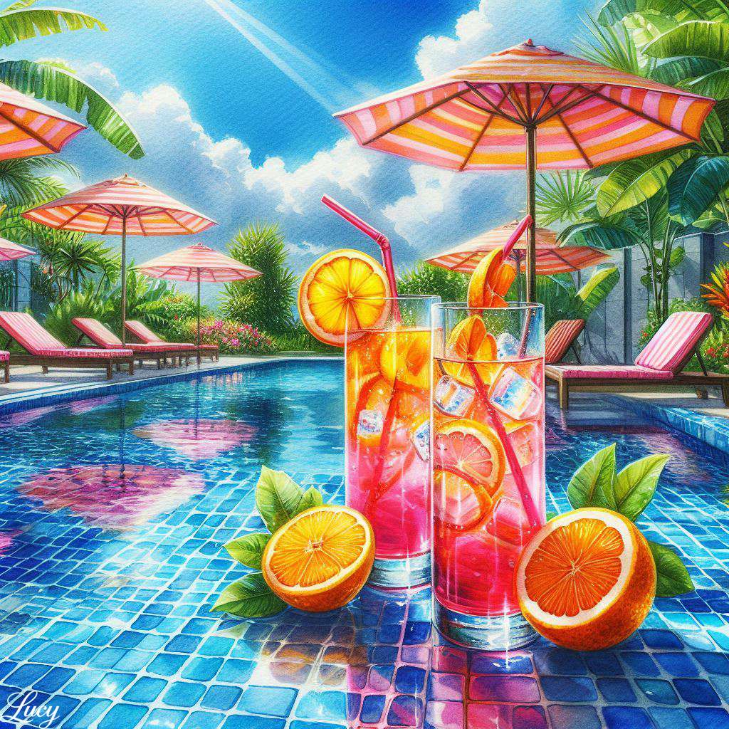 2 чаши розова цитрусова лимонада онлайн пъзел