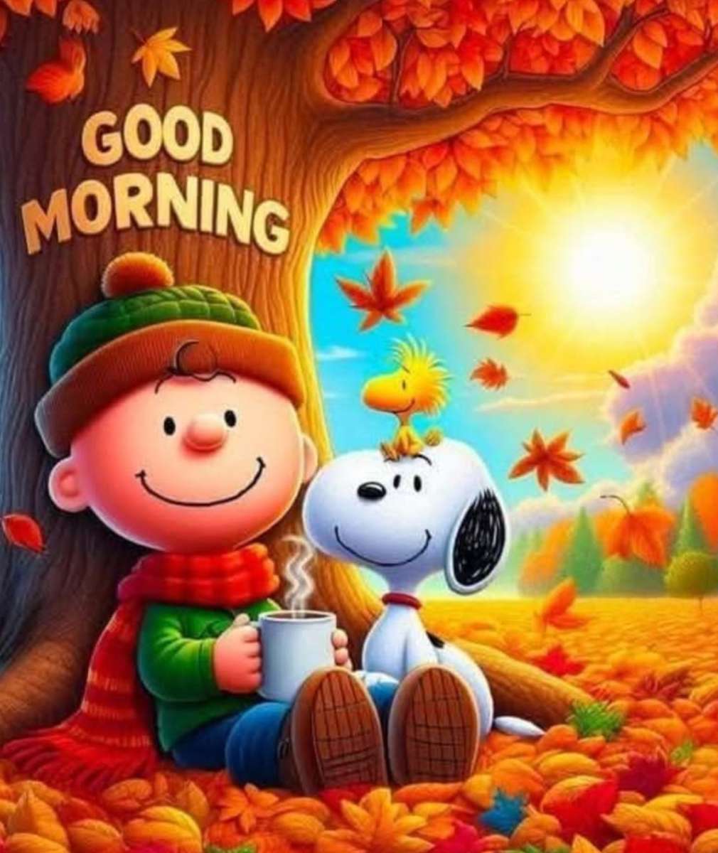 秋のシーンでチャックとスヌーピー ジグソーパズルオンライン