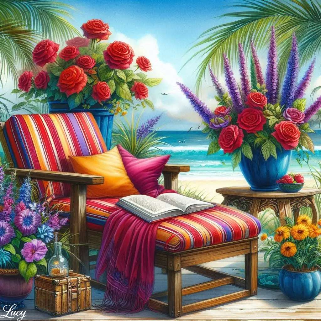 縞模様の赤と紫色のラウンジチェア オンラインパズル