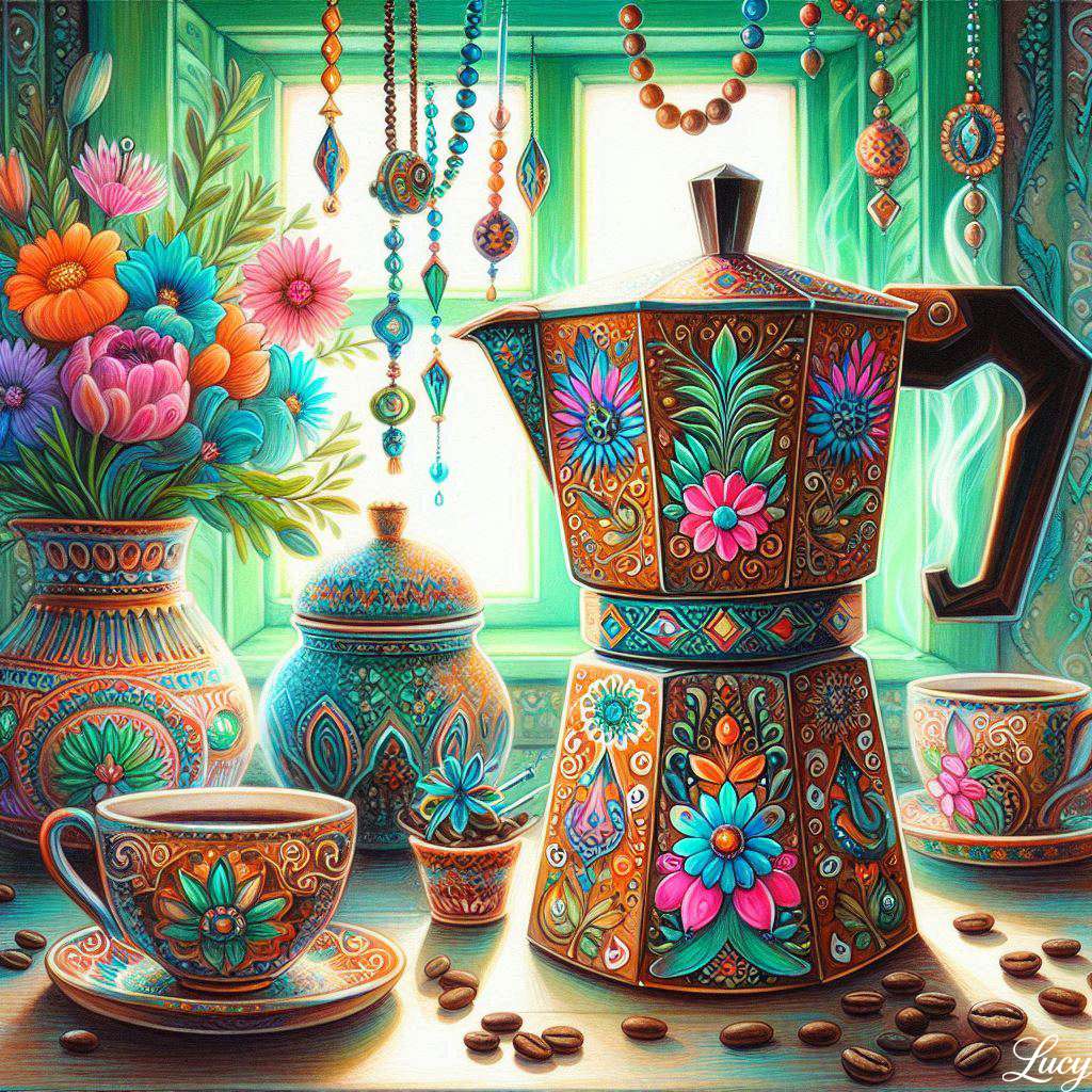 豊かに飾られたモカポット オンラインパズル