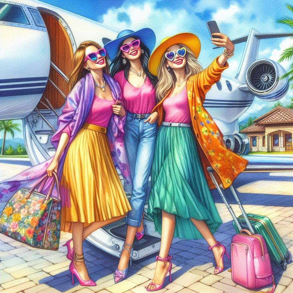 3人のスタイリッシュな女性が喜んでポーズをとります ジグソーパズルオンライン