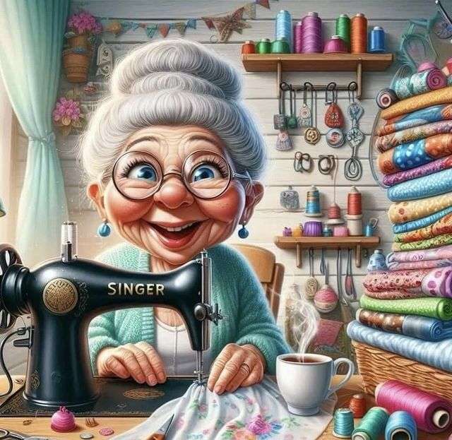 ミシンの後ろのおばあちゃん オンラインパズル