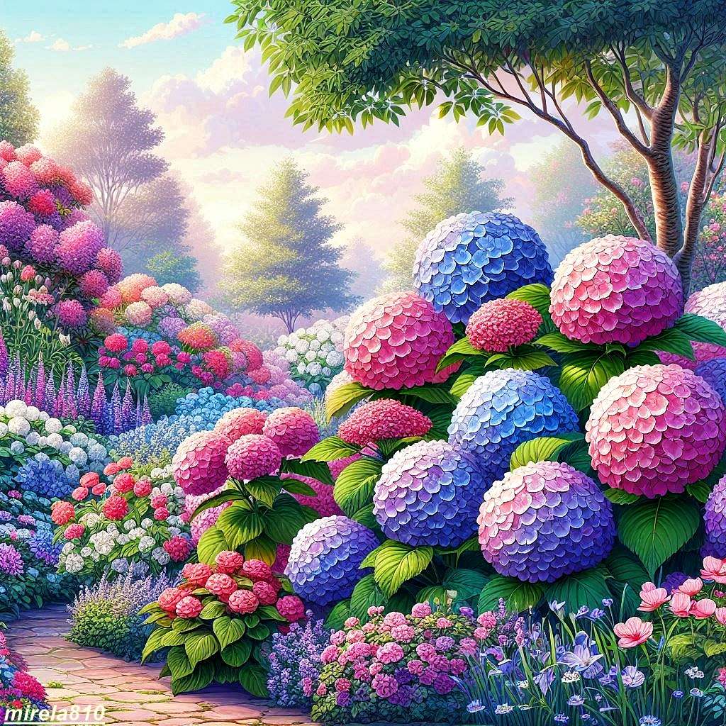 アジサイのある庭 オンラインパズル