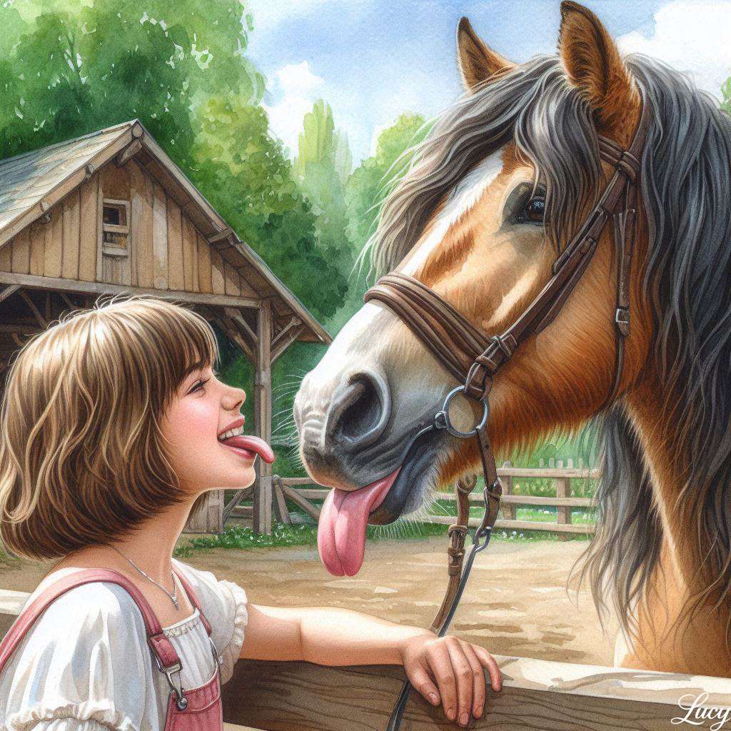 Kihúzza a nyelvét egy gyönyörű lónál online puzzle