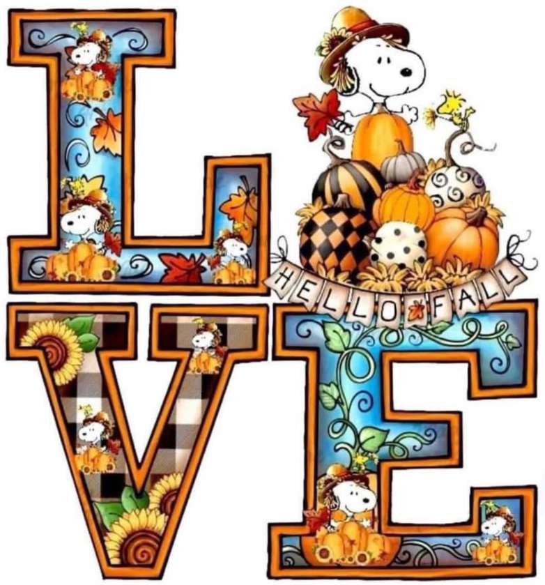 スヌーピーは秋のものに対する彼の愛を披露します。 ジグソーパズルオンライン