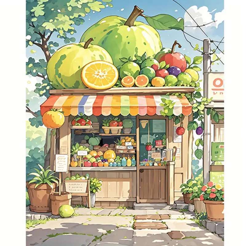Магазин за зеленчуци с декорации онлайн пъзел
