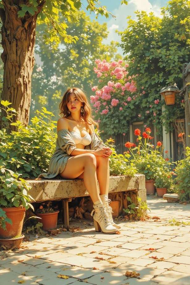 美しい少女、美しい花 ジグソーパズルオンライン