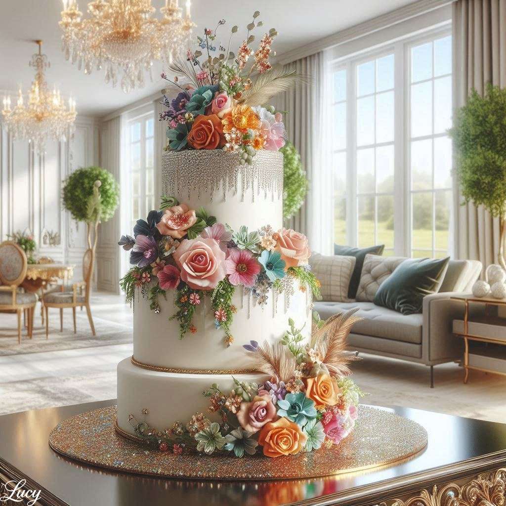 明るいモダンなリビングルームのエレガントなケーキ ジグソーパズルオンライン