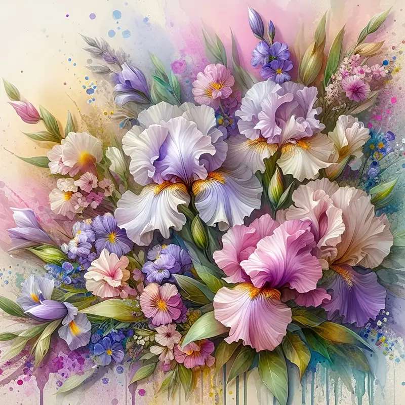 パステルアイリスの花束 ジグソーパズルオンライン