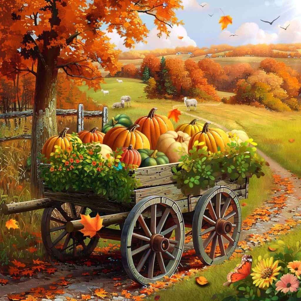 Каруца пълна с тикви онлайн пъзел