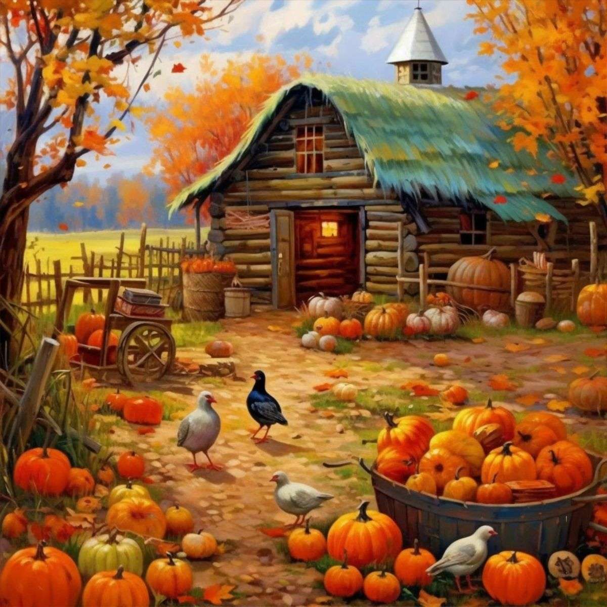 Pátio rural no outono quebra-cabeças online