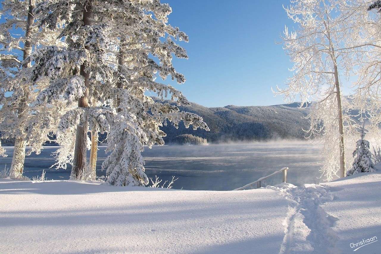 Canim Lake, Winter, Ice. puzzle online