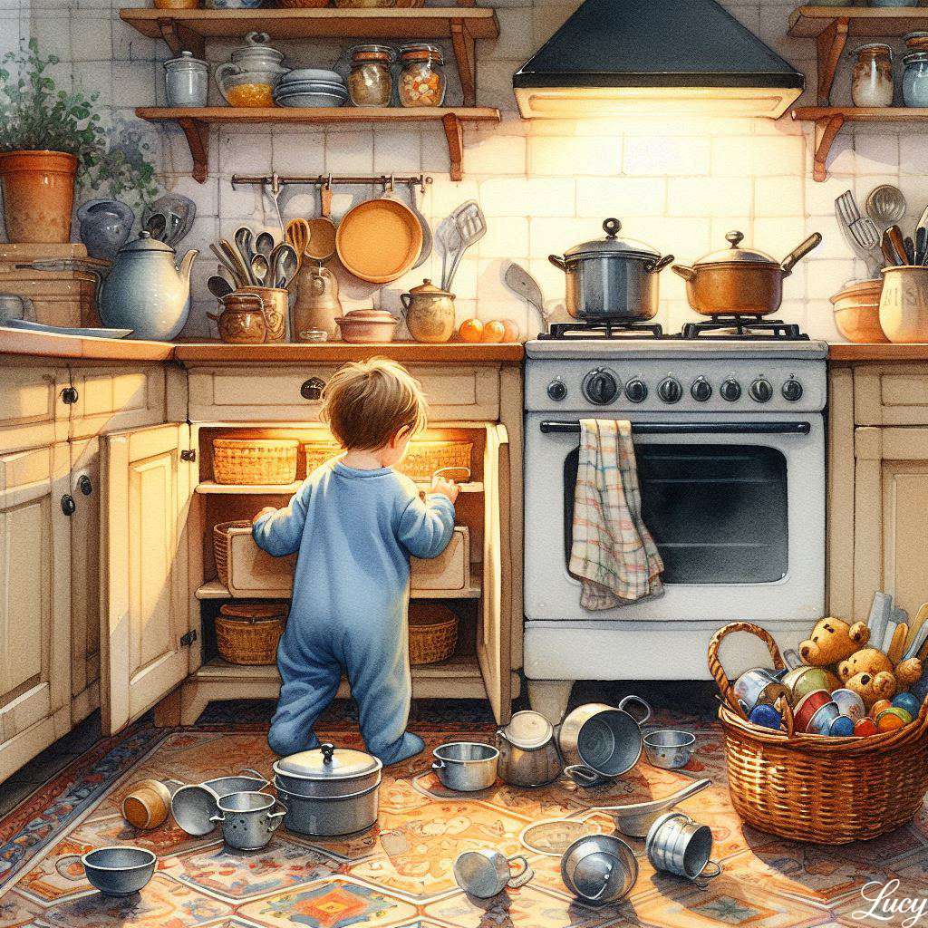 Een peuter in blauwe pyjama online puzzel
