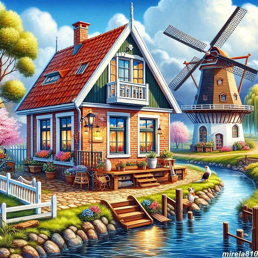ház, szélmalom online puzzle
