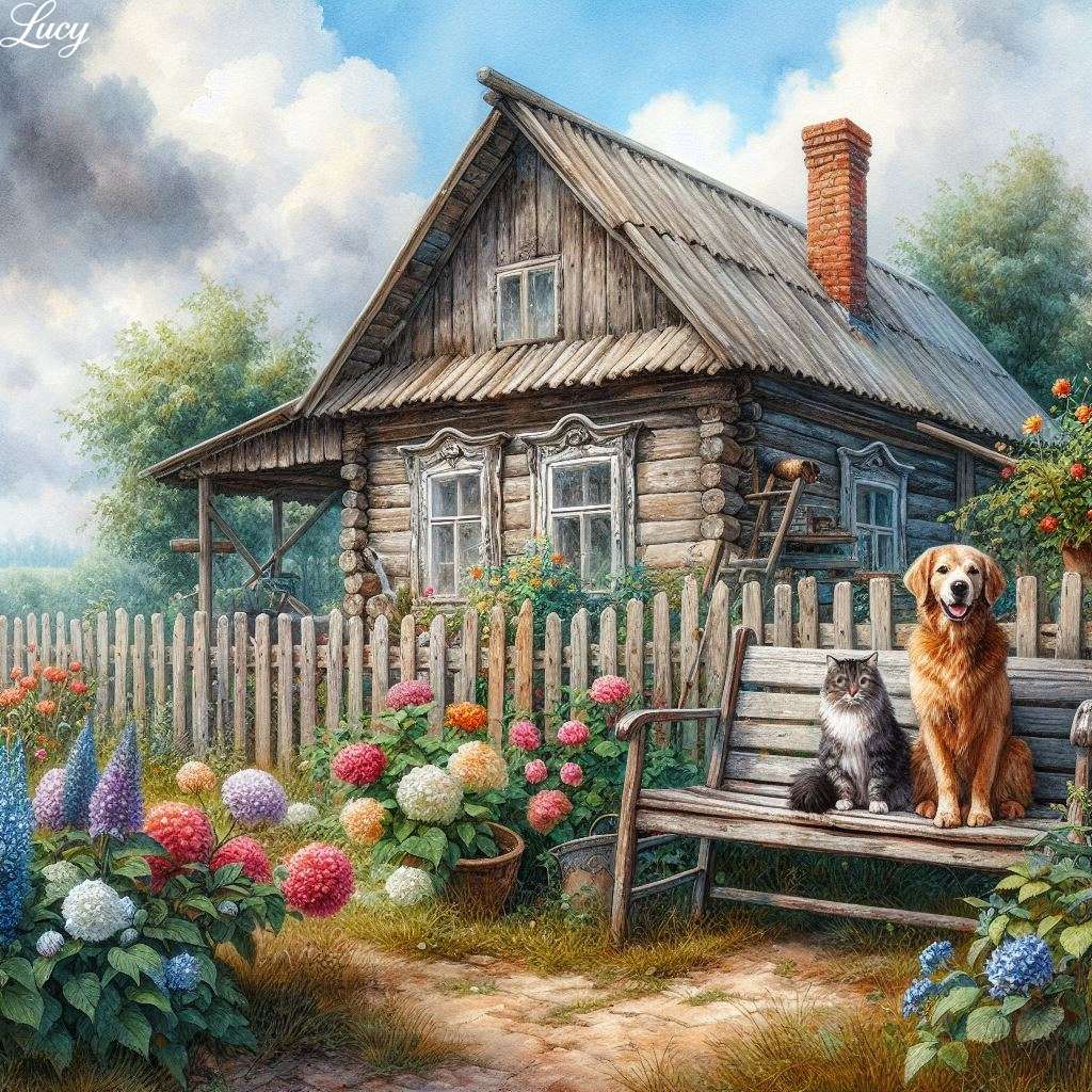 Casa de madeira desgastada com uma chaminé quebra-cabeças online