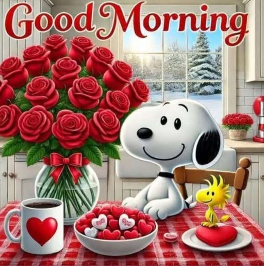 スヌーピーのバラとウッドストックとの心のこもった朝食 ジグソーパズルオンライン