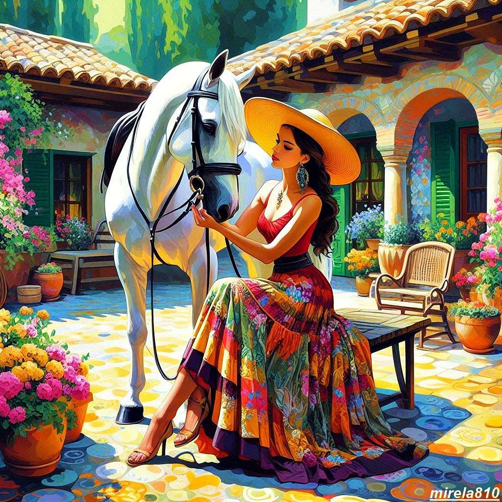 Egy nő az udvaron kirakós online