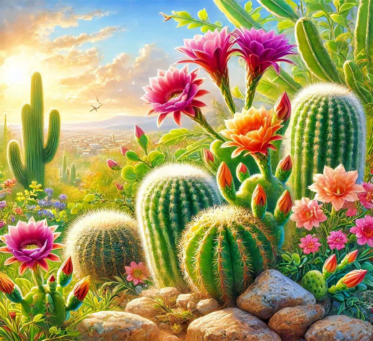 サボテンの美しい色 オンラインパズル