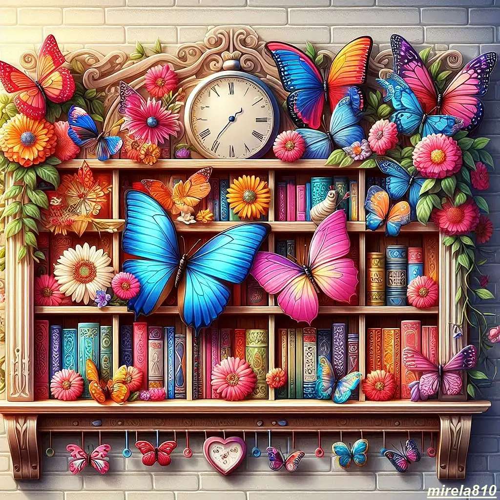 本と装身具でいっぱいの棚 オンラインパズル