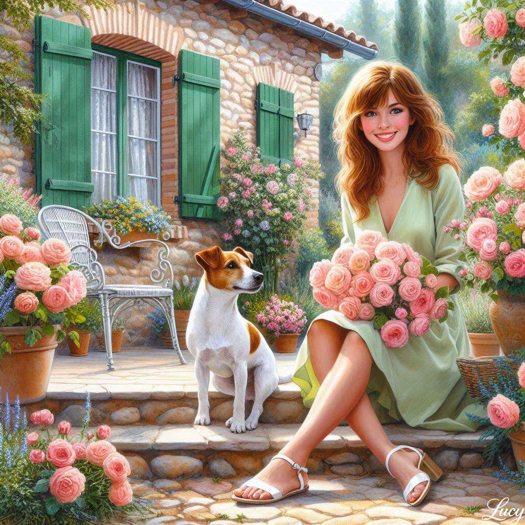 Provencal House με πράσινα παντζούρια παζλ online