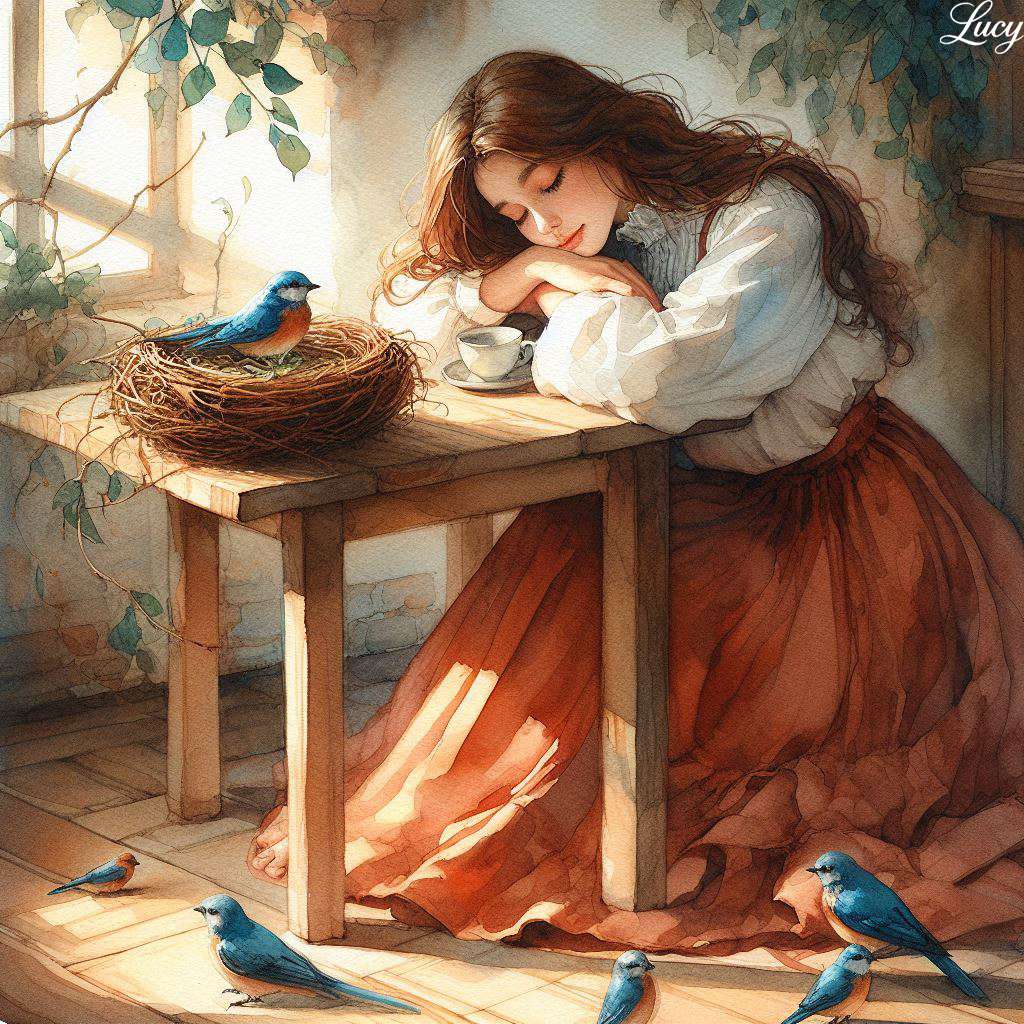 Friedlich an einem Holztisch ruhen Puzzlespiel online