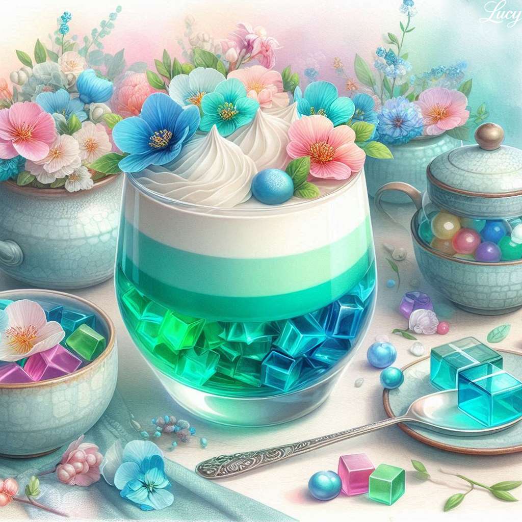 透明なガラスに層状のパフェ ジグソーパズルオンライン