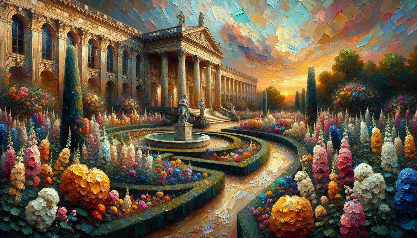 Prachtig gebouw en tuinen online puzzel