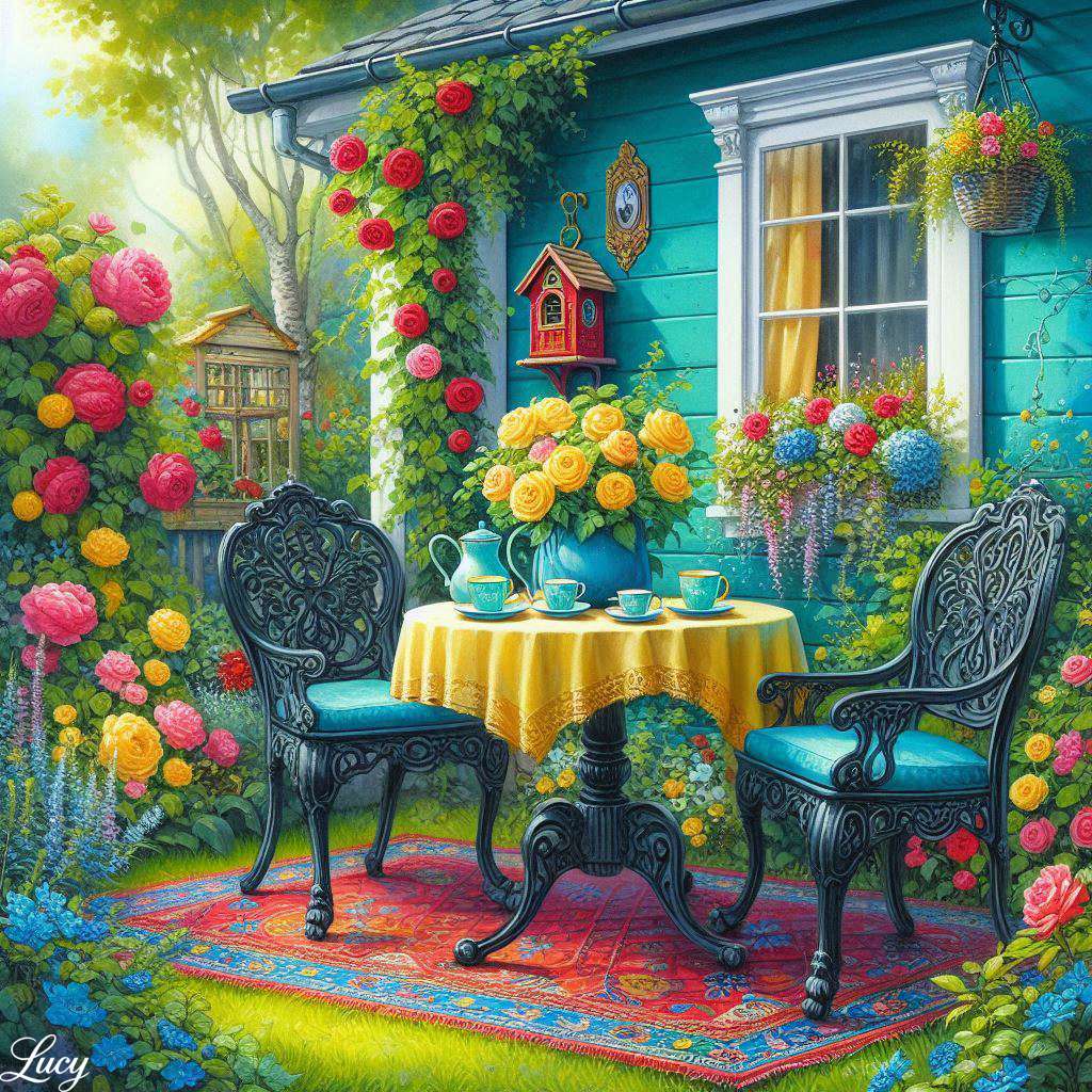 A kert színes virágokkal robbant online puzzle