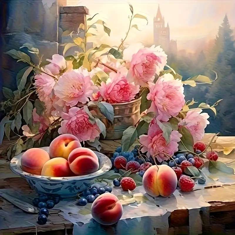 果物とバラのあるパテラ ジグソーパズルオンライン