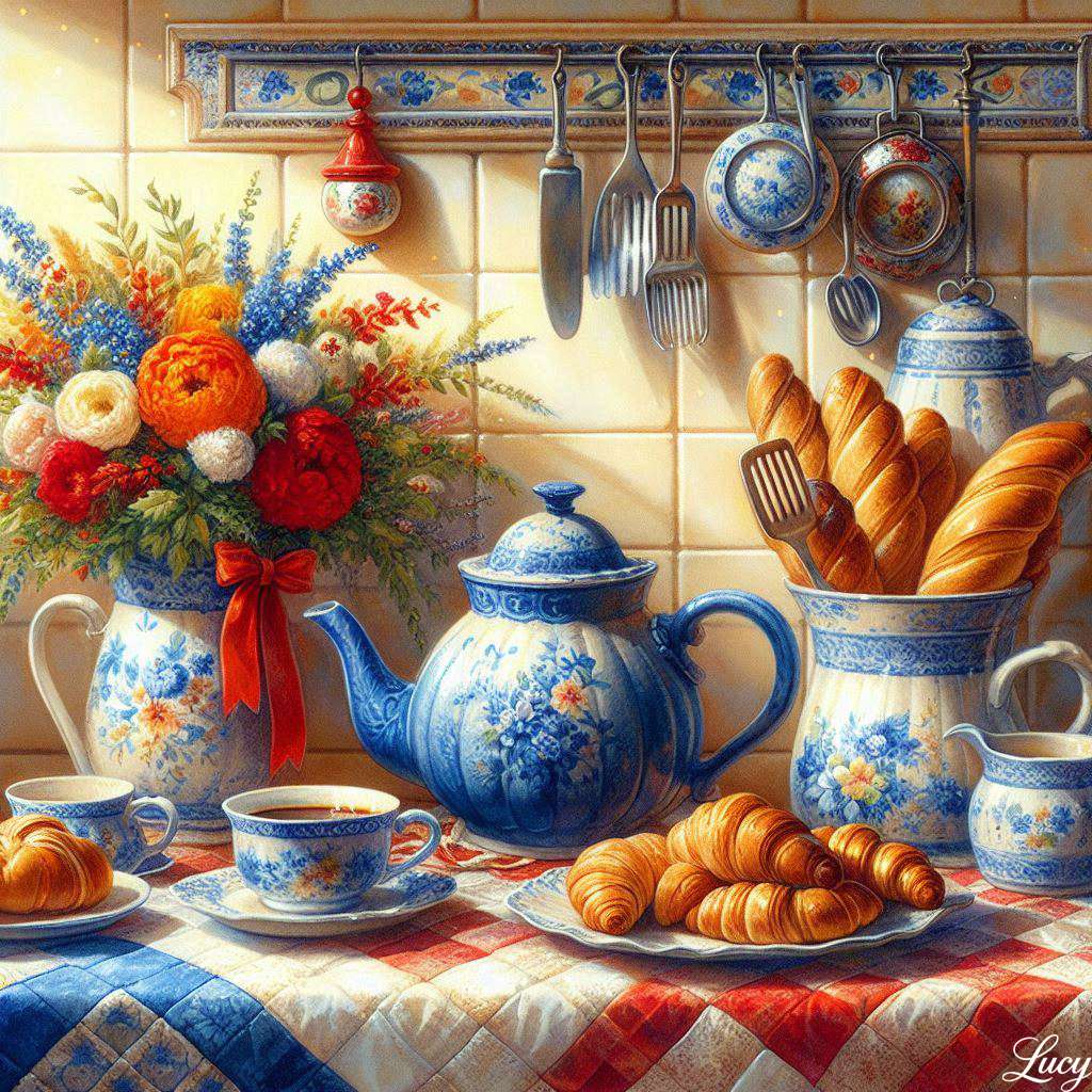 青いティーポットとマッチングティーカップ オンラインパズル