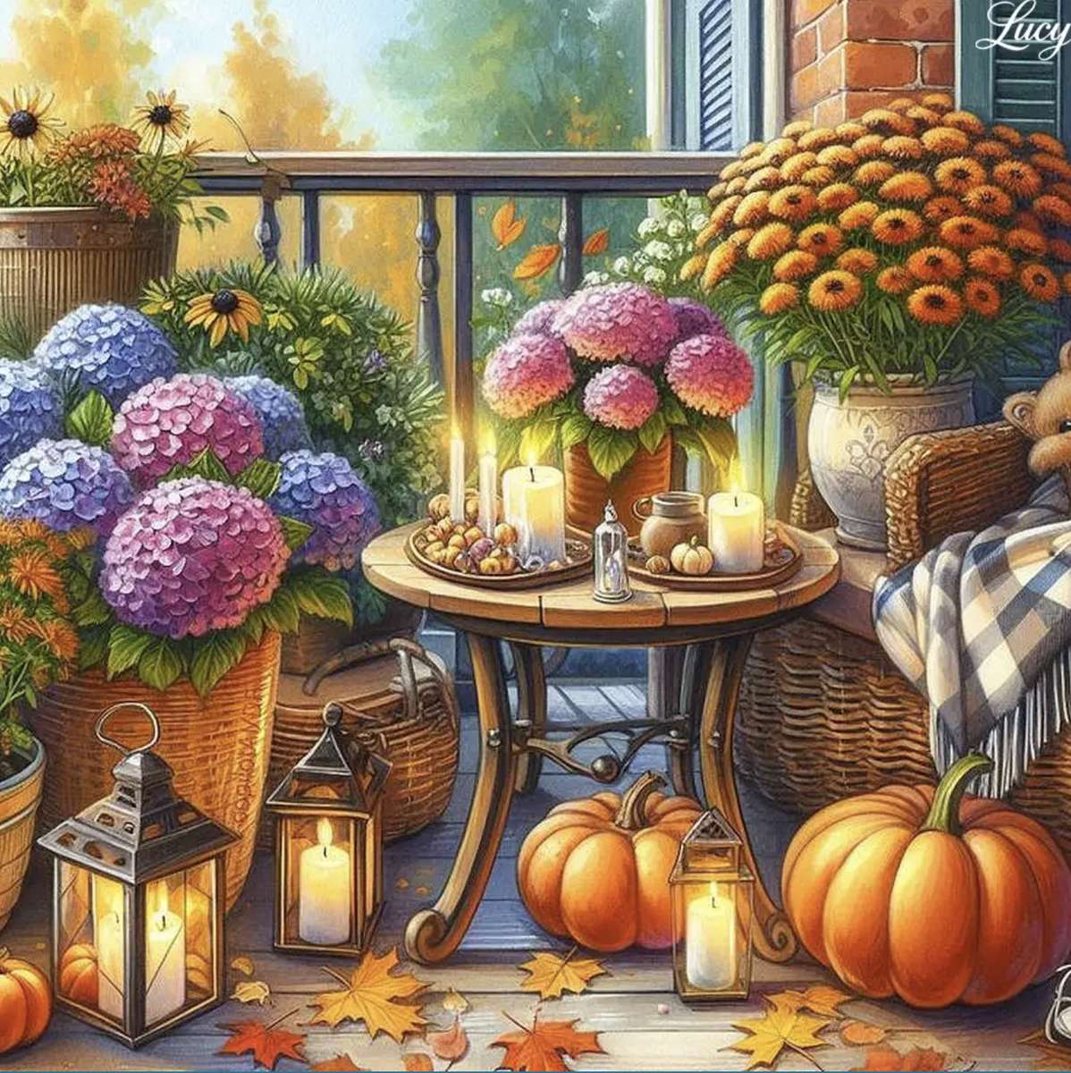 Тикви и хортензии онлайн пъзел