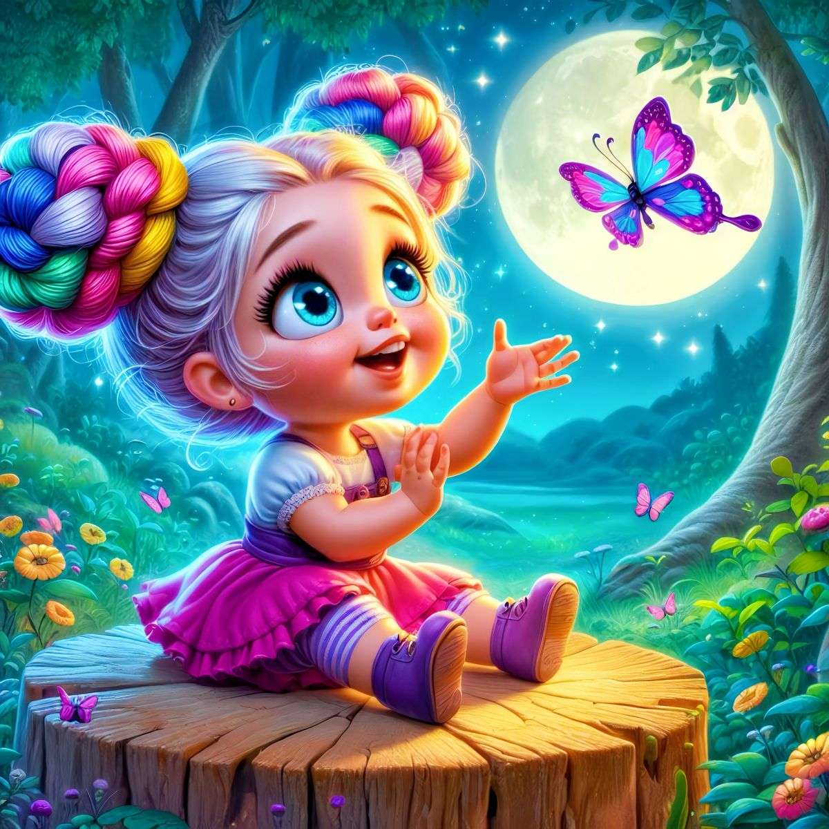 малкото момиченце и нейната пеперуда онлайн пъзел