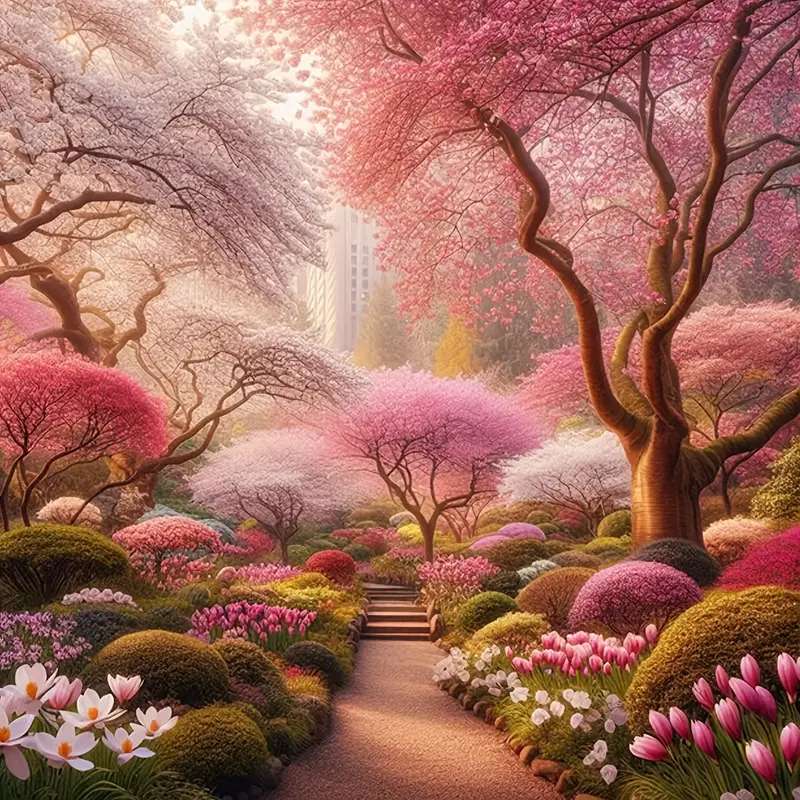 ピンクのおとぎ話の庭 オンラインパズル