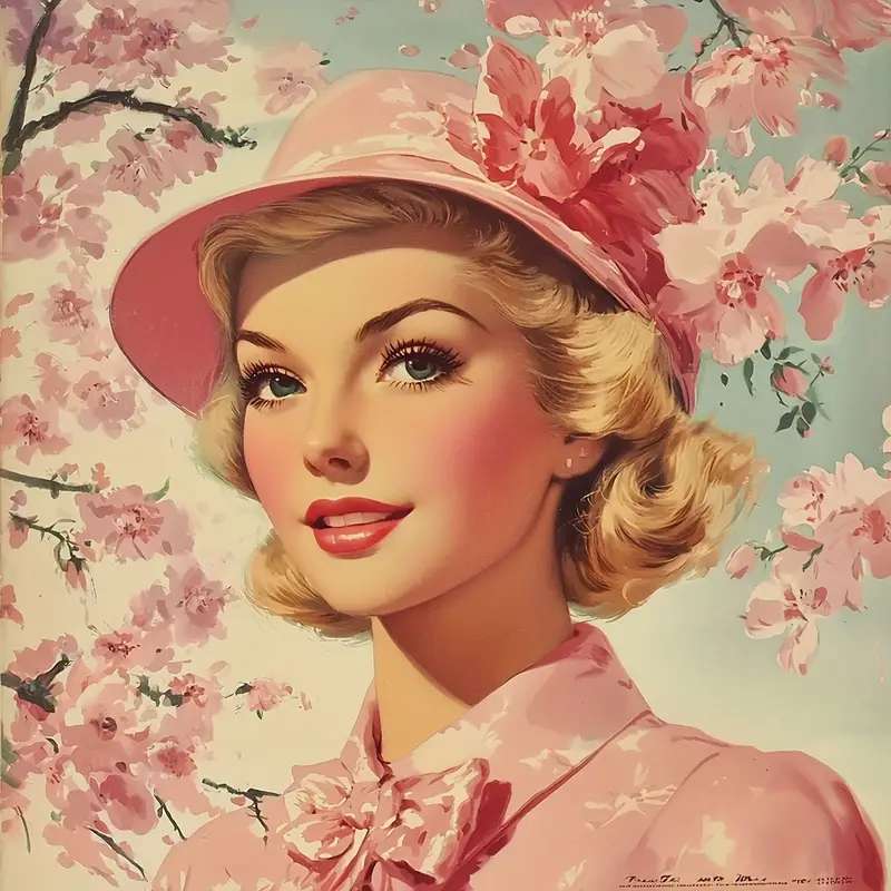 dam i rosa hatt Pussel online