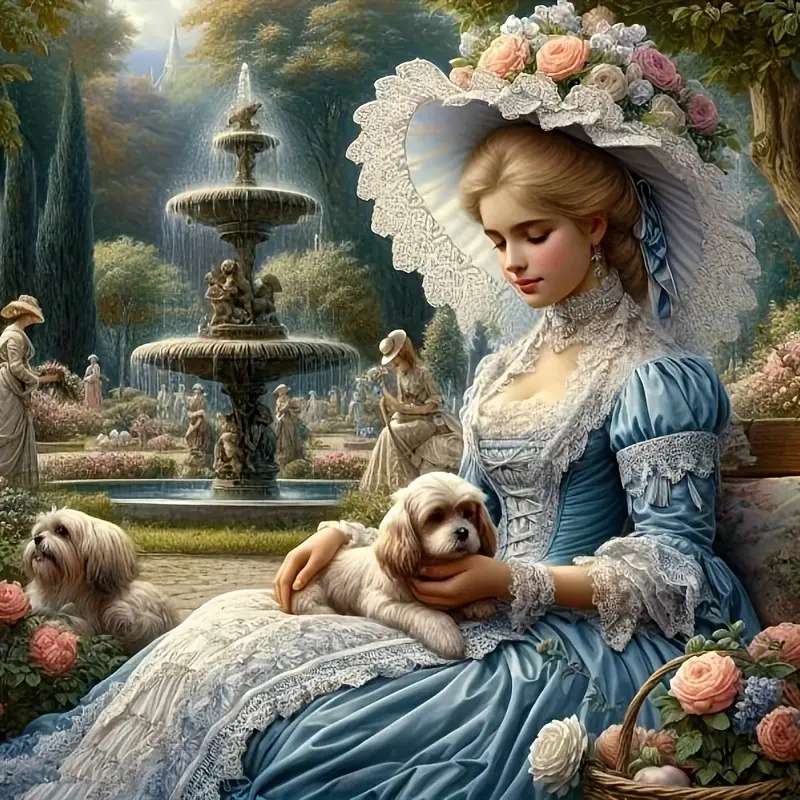 Дама с куче онлайн пъзел