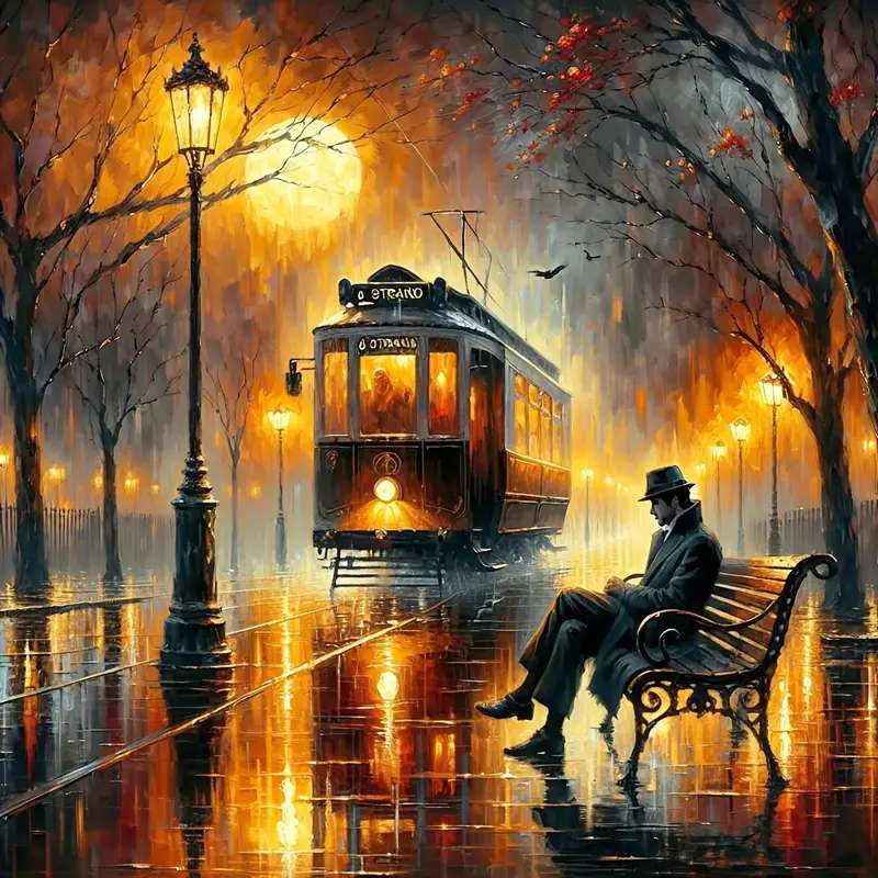 Stadtstraße im Mondlicht Puzzlespiel online