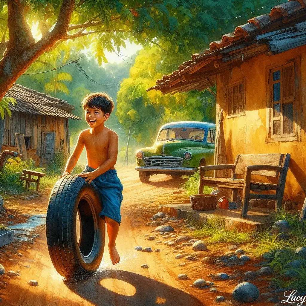 Rouler joyeusement un pneu en caoutchouc noir puzzle en ligne