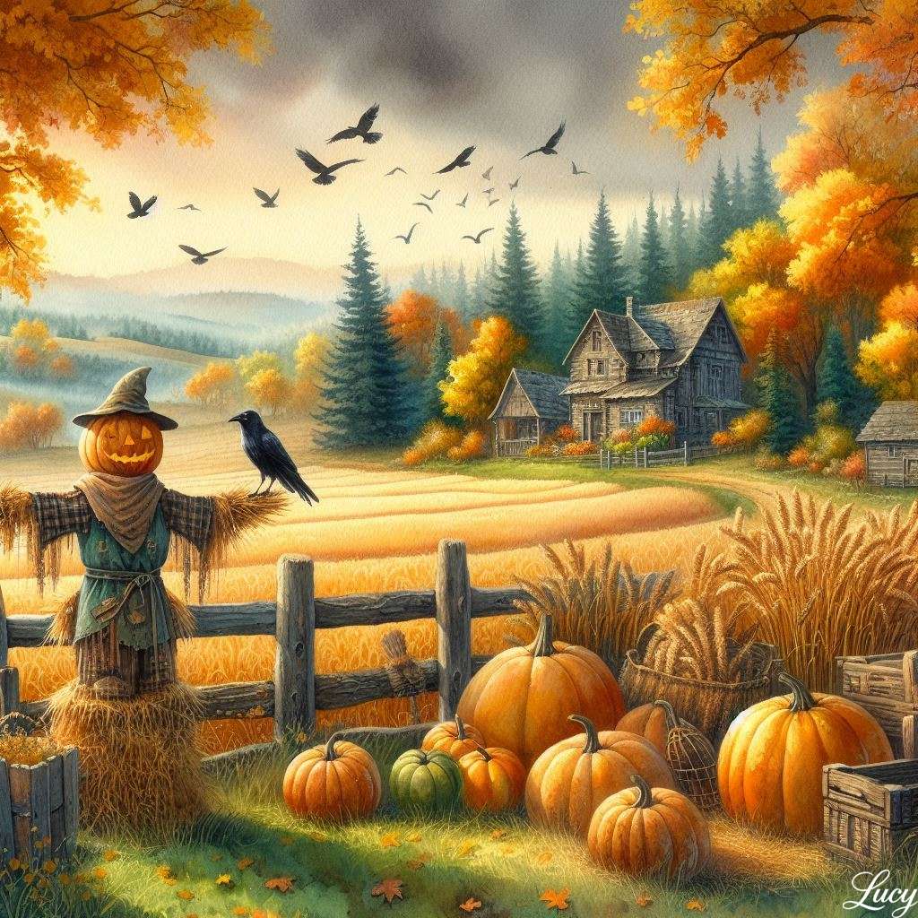 Тикви и плашило онлайн пъзел