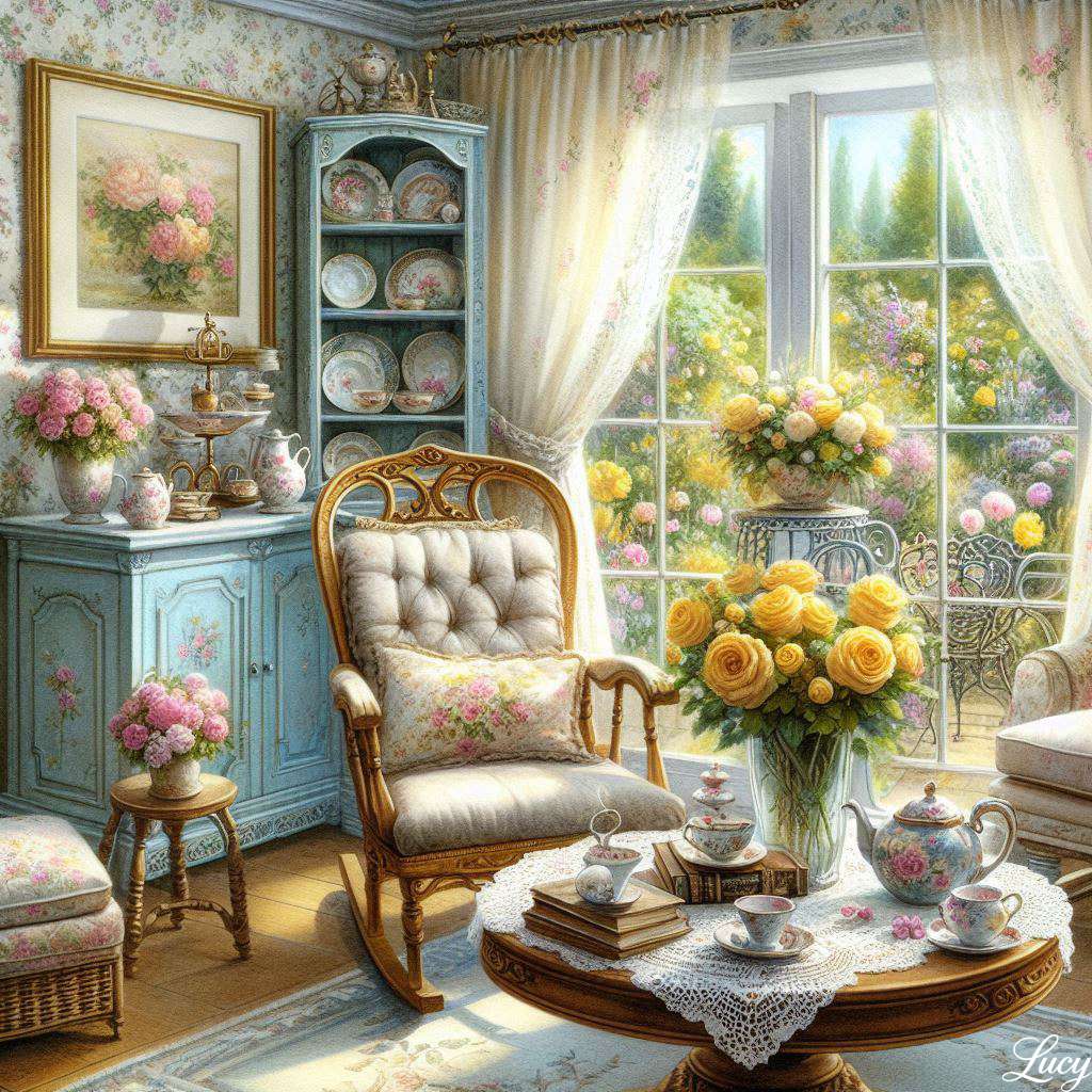 Vintage-ihlette nappali online puzzle