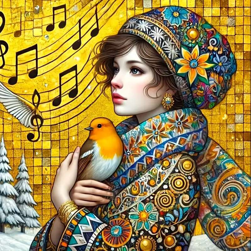 menina com seu pássaro puzzle online