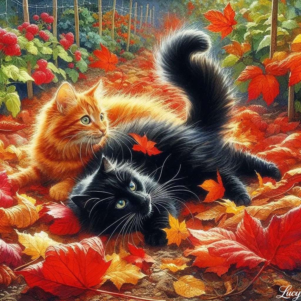 赤猫と黒猫 2 匹 ジグソーパズルオンライン