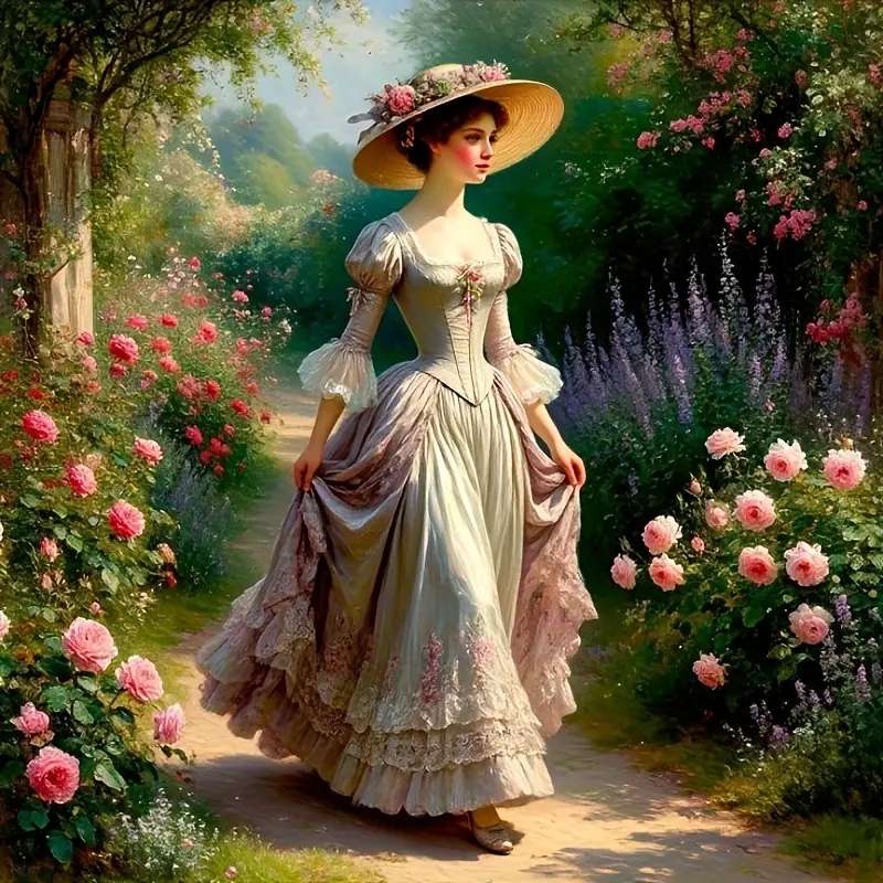 O plimbare în grădina de trandafiri jigsaw puzzle online