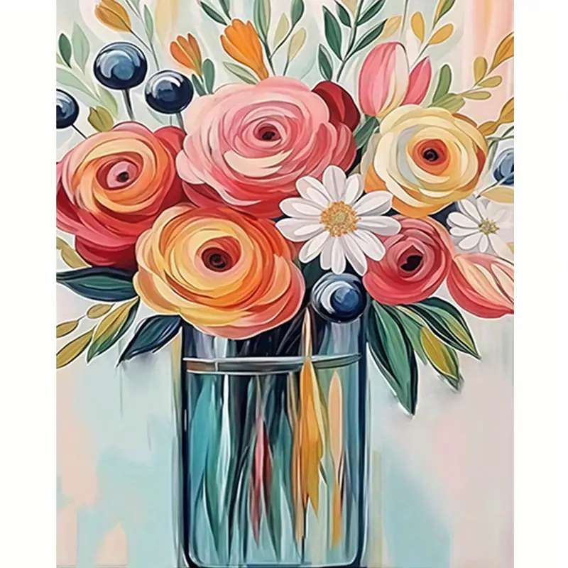 kwiaty w szklanym wazonie puzzle online