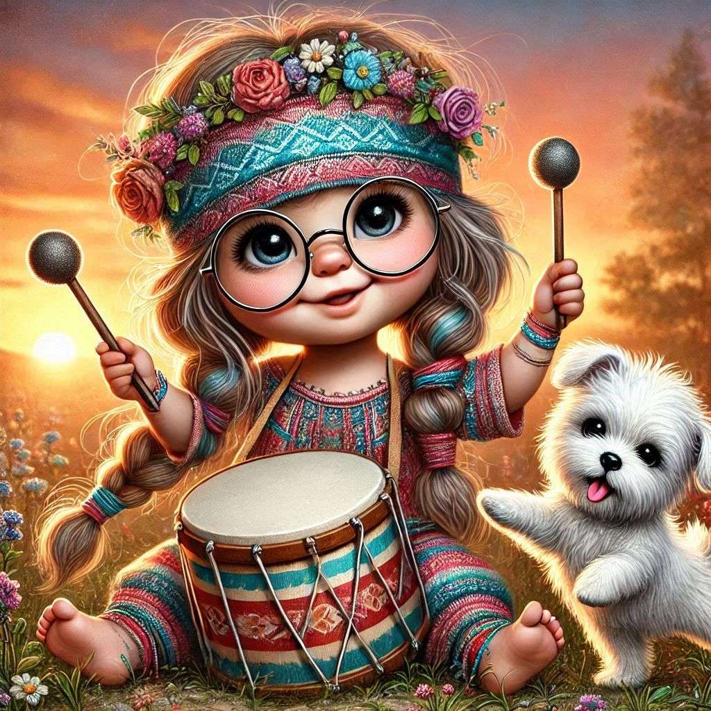 ヒッピーのドラマーの女の子 オンラインパズル