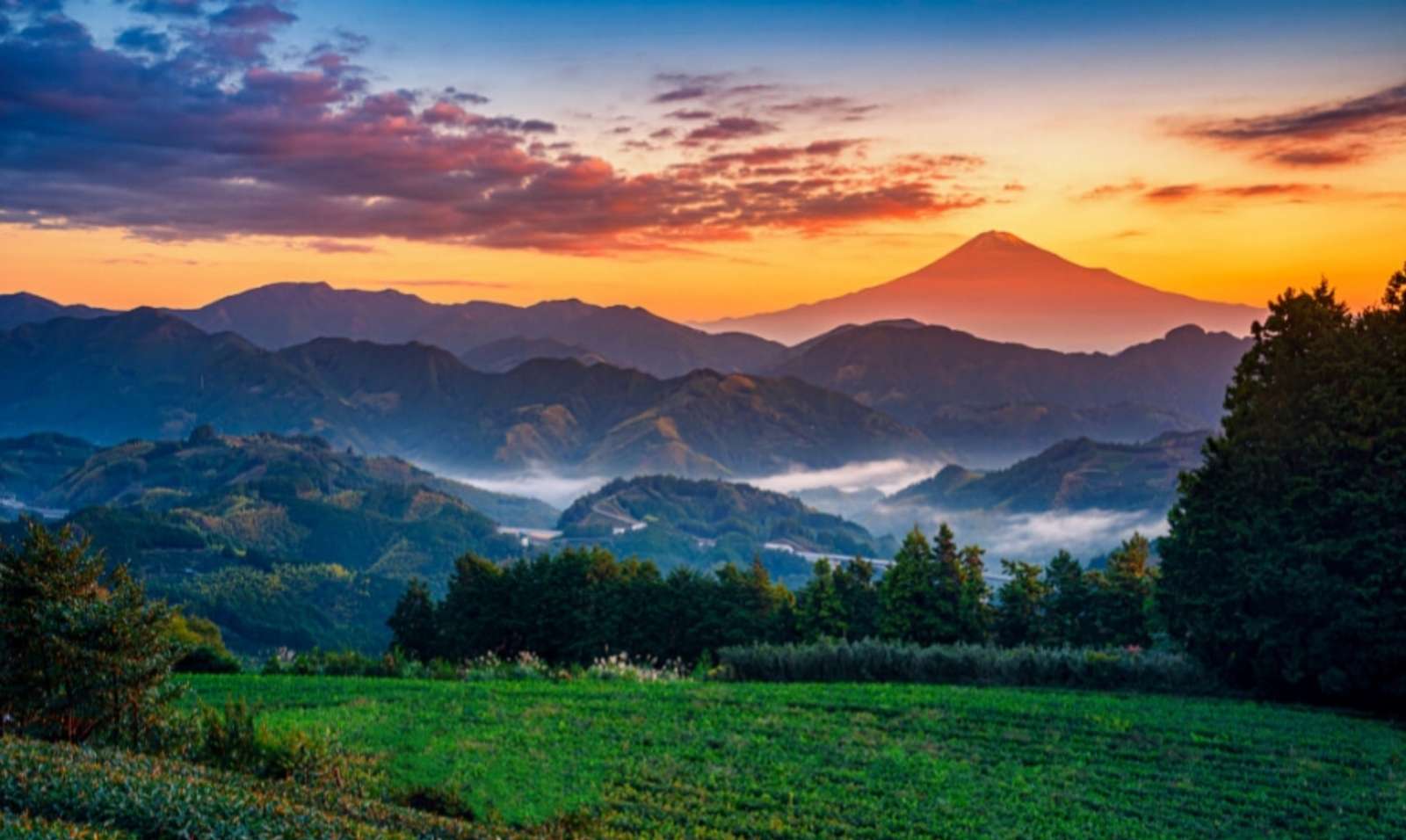 富士山に沈む夕日 オンラインパズル