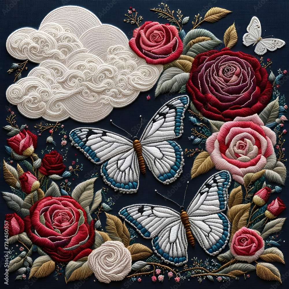 蝶とバラ ジグソーパズルオンライン